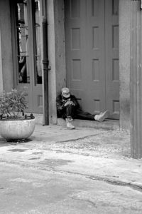 Sleeping in Doorway BW 1+