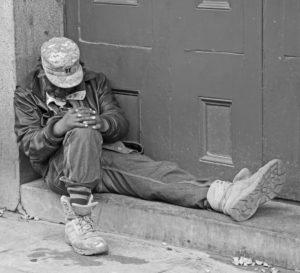 Sleeping in Doorway BW 2+